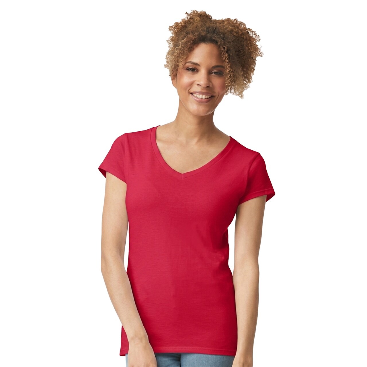 Gildan Softstyle Women’s V-Neck Short Sleeve T-Shirt Lightweight Cotton Tee for Casual Wear